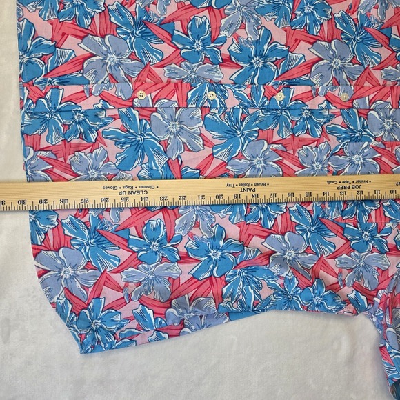 Vineyard Vines Shirt Mens XL Pink Blue Floral Hawaiian Aloha Vacation Button Up - Picture 6 of 11
